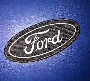 FORD Oval emblem Embroidered/ Woven Iron On Patch 2”x4.5” Black - Picture 1 of 3