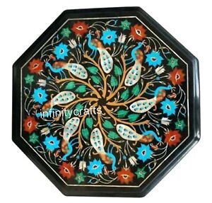 14 x 14 Inches Octagon Marble Coffee Table Top Pietra Dura Art Living Room table