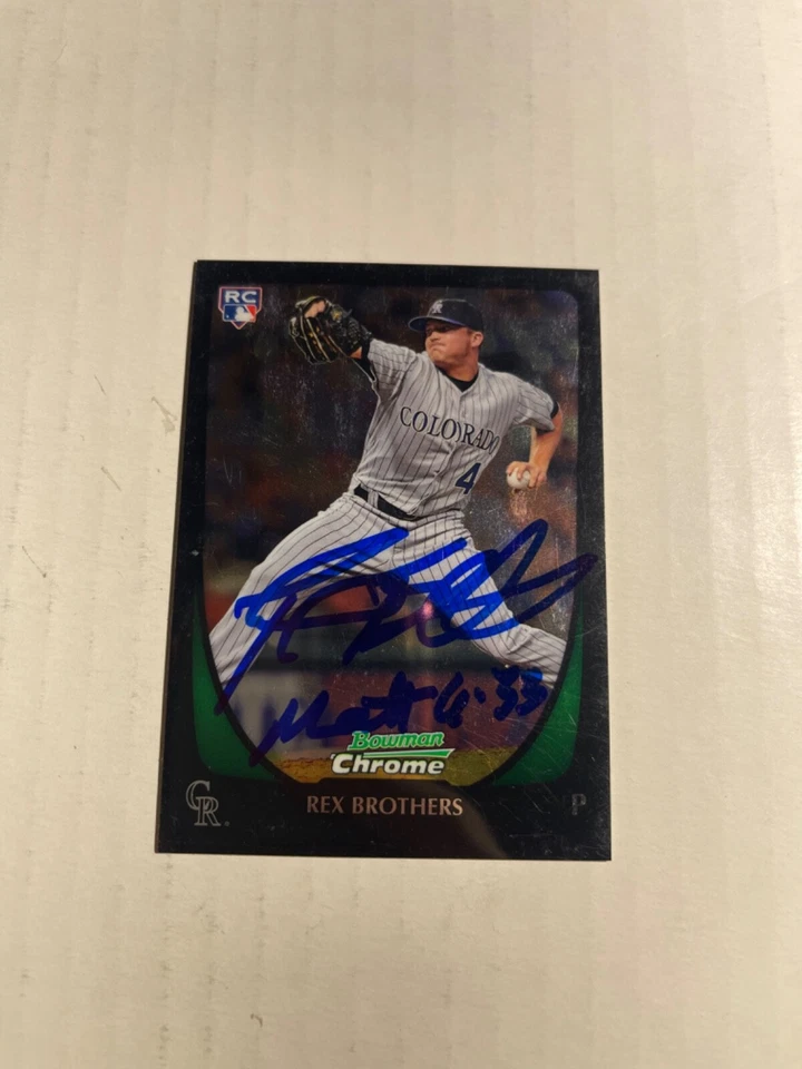 Colorado Rockies REX BROTHERS Signed Card - Image 1 of 1