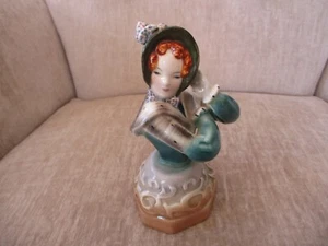 Goldscheider Porcelain Lady Figurine in Green Bonnet - Picture 1 of 13
