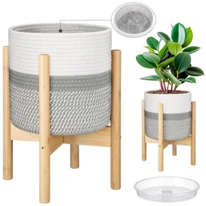 Plant Basket with Stand Indoor Planter Pot Holder Sturdy Jute Rope Modern Wov... - Picture 1 of 7