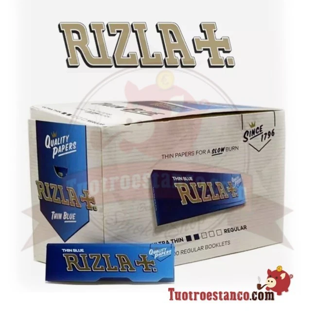 Cartine Rizla Blu Corte Singole Blue Regular - Rolling paper, Total 100 Libretti - Immagine 1 di 4