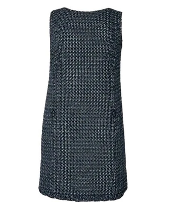 NUEVO Vestido Akris Punto Sin Mangas Denim Tweed En Denim Sky Talla 12 #2468 Foto 1 de 4