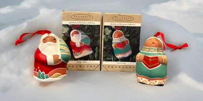 Adorno de recuerdo de sello alegre Santa dulce canción símbolos Navidad terracota Foto 1 de 4