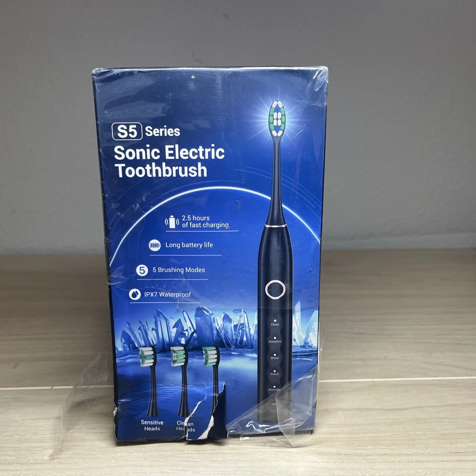 S5 Series Sonic Electric Toothbrush 5 Modes IPX7 2 Min Timer SH508 Black Sealed Foto 1 de 4