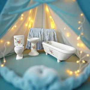 Vintage Porzellan Miniatur Bad Set 50er-70er Jahre Waschtisch Aufsteller Miniaturen - Bild 1 von 9