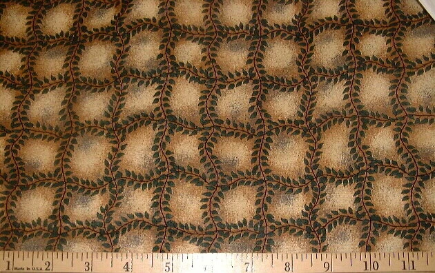 Tela DEBBIE MUMM - Enredaderas en Cuadrados en Bronceado Oscuro Sombreado - MEDIA yd (18") Foto 1 de 1