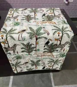 Queen Indian Handmade Kantha Quilt Bedspread Throw 100% Cotton Blanket Gudari - Picture 1 of 3