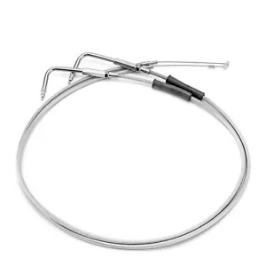 44" Stainless Steel Throttle Cable Kit for 1996-2017 Harley Dyna 16" 18" Apes - Picture 1 of 6