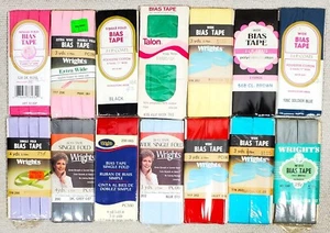 14 Unopened Pkgs BIAS TAPE Single Fold ½" & 1" Wrights, Coats Multi-colors - Picture 1 of 1