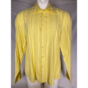 Armani Exchange Yellow Cotton Striped Button Casual Dress Shirt Men's XL - Picture 1 of 8