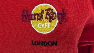 Vtg 90s HARD ROCK CAFE Women's Sweatshirt LONDON Red Embroidered Logo Sz M VEUC* - Picture 1 of 8