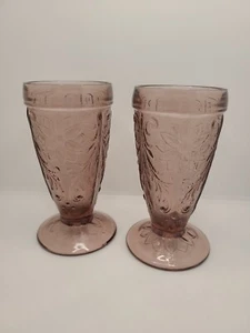 Tiara Pressed Glass SANDWICH PLUM AMETHYST Iced Tea Glass ~ Pair - Picture 1 of 5