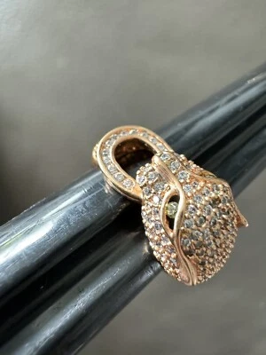 Anillo llamativo de cóctel de oro rosa tigre cristales blancos talla 6,5 Foto 1 de 4