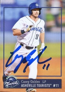 2018 Asheville Tourists CASEY GOLDEN Signed Card autograph AUTO ROCKIES