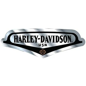 Harley-Davidson Debossed V-Tank Aluminum Decal Silver Black 5.75" x 1.75" - Picture 1 of 2