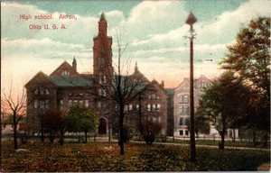 Antike Postkarte 1909 High School Akron Ohio - Bild 1 von 2