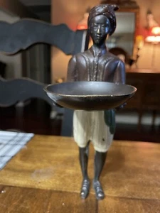 9"x2.75"x4.5" Vtg Metal(Bronze?) Nubian Figure Holding a Tray Missing Base - Picture 1 of 7