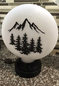 Elegant-Thin GLOBE-Circle Accent Table Lamp/Light-With Trees & Mountains-New - Picture 1 of 5