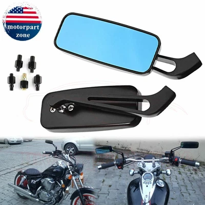 Black L R Rear View Mirrors For Harley Road King Touring 883 Dyna Softail Bike - Image 1 of 4