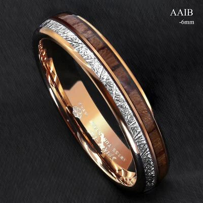 8/6mm Three Colors Stripe Plated Metal Tungsten Ring Men Wedding Band ATOP - Image 1 of 4