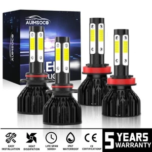 Kit de bombillas de faros LED de 4 lados 9005 + H11 haz alto bajo blanco frío brillante 6500 k - Imagen 1 de 18
