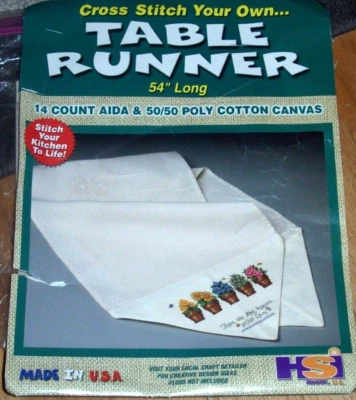 HCI Ivory 14 Count ~ TABLE RUNNER ~ 12.5" x 54" - Image 1 of 2
