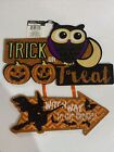Trick Or Treat Halloween Hanging Sign Owl Witch Direction Arrow NEW