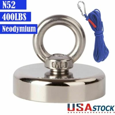 Fishing Magnet Kit 400 Lbs Pull Force Strong Neodymium Rope Carabiner N52