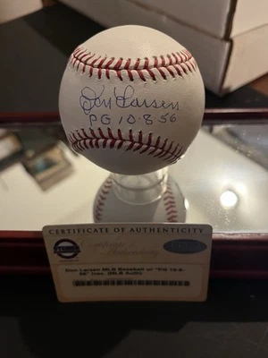 Béisbol oficial firmado por Don Larsen MLB PG 10-8-56 Auto Steiner y MLB Foto 1 de 4