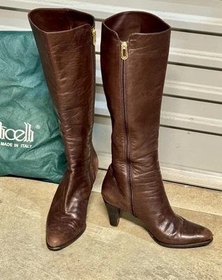 Botas hasta la rodilla Botticelli Vintage 2009 de cuero marrón talla 38 hechas en Italia Foto 1 de 4