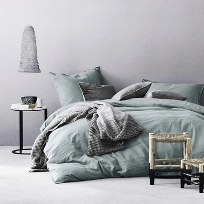 Funda nórdica de algodón lavado cambray color liso informal estilo moderno ropa de cama se... Foto 1 de 4