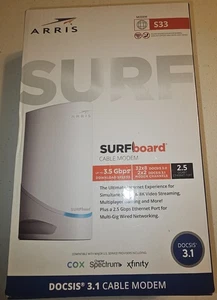 Arris S33 Surf Board Docsis 3.1 Cable Modem 3.5GBPS, 2.5Gigabit Ethernet Port - Afbeelding 1 van 1