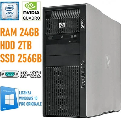 WORKSTATION HP Z800 2X XEON NVIDIA QUADRO FX5800 24GB SSD 256GB HDD 2TB - Immagine 1 di 3
