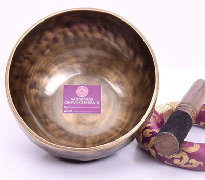 7 Inches Full Moon Singing Bowl B Note – Crown Chakra Healing Tibetan Sound Bowl - Image 1 of 4