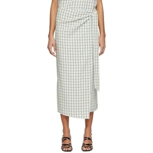 Tibi Elliot Size 10 Checked Wrap Asymmetrical Viscose Blend Banded Waist Skirt - Picture 1 of 12