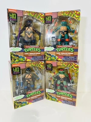 NUEVO 2024 TMNT 1988 Remasterizado Playmates Set De 4 Tortugas Ninja 40 Aniversario Foto 1 de 2