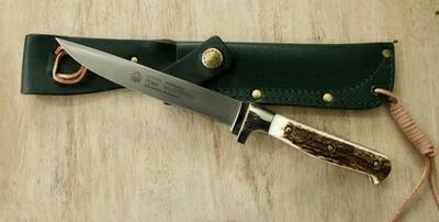 Cuchillo de caza Puma Wildtöter II 3594 2001 mango de ciervo hecho en Alemania con funda Foto 1 de 4
