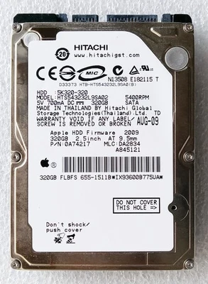 Hitachi 2.5" Internal Hard Drive, SATA, 320GB, 5400 RPM - Image 1 of 2