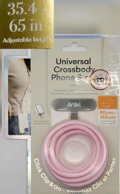 Correa de teléfono bandolera universal de Articlel rosa/longitud ajustable 35,4"-65" Foto 1 de 4