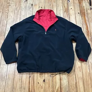 VTG Polo Golf Ralph Lauren Reversible Jacket Mens 2XL Red Crest Fleece 90s - Picture 1 of 8