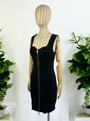 Vestido Versace Jeans Alta Costura Negro Cremallera Completa Talla US 4 IT 40 Elegancia Sexy Clásico Foto 1 de 4