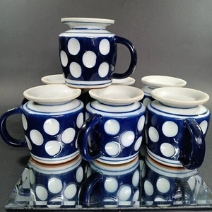 COIN DOT Glass Cups, Ceramic Coffee Mug, Tea Cup Set, Japanese Footed Stoneware - Foto 1 di 12