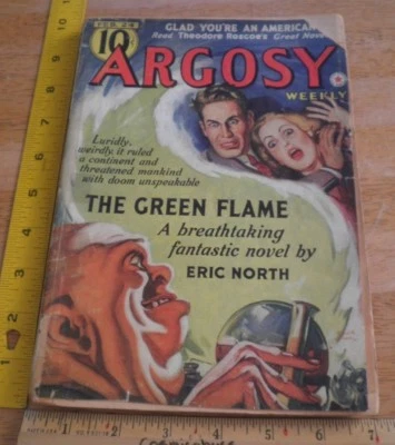 1940 ARGOSY V. 297 #2 Weekly horror Science Fiction pulp Eric North Green Flame Foto 1 de 4