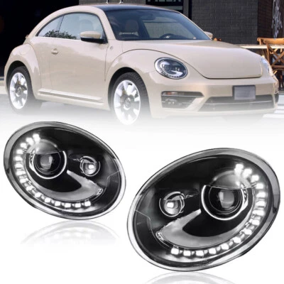 Pair LED Headlight Assembly High Low Beam DRL For VW Beetle 2013-2019 - Image 1 of 4