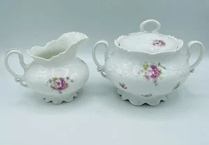 Nuevo Habsburgo Austria Azúcar y Crema Set Rosa Patrón de Flor - Imagen 1 de 14