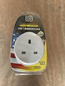 GO TRAVEL - UK to Americas Earthed/Grounded Travel Adaptor with 2.4A USB Port - Picture 1 of 1