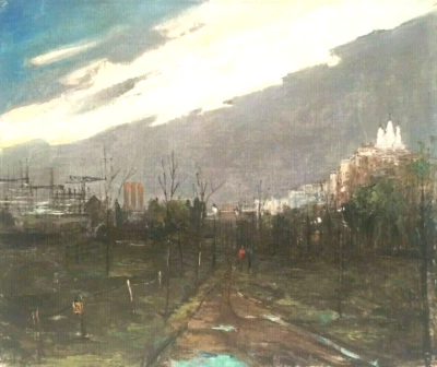 ESTILO PAISAJE URBANO MODERNISTA FRANCÉS de BERNARD BUFFET ORIG ÓLEO SOBRE LIENZO ARTISTA SD Foto 1 de 4