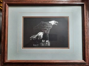 Framed Ray Barone Bald Eagle Scratchboard Art Print 1985 Signed Limited 44/140 - Picture 1 of 11