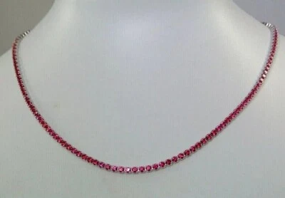 Collar de tenis redondo de 20 quilates creado en laboratorio con rubí rojo para mujer enchapado en oro blanco de 14 quilates Foto 1 de 3